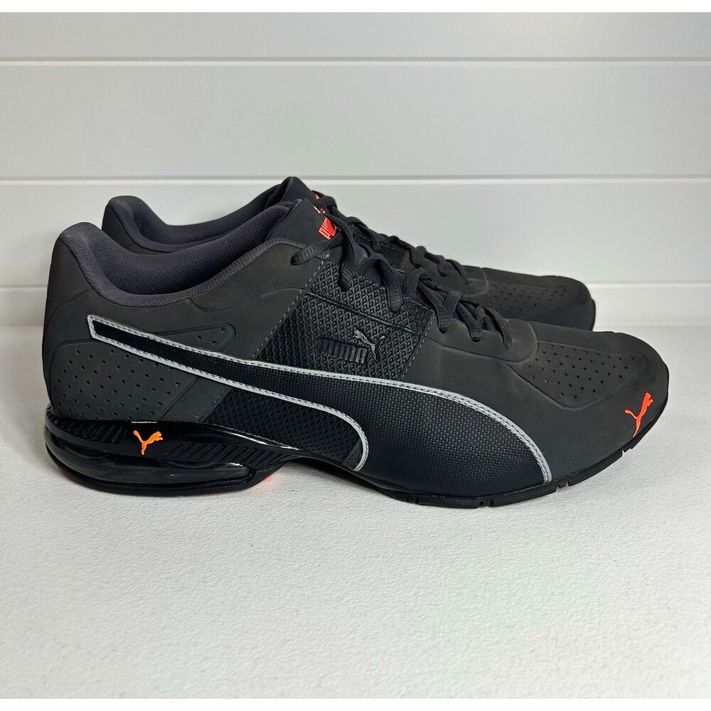 PUMA Tazon Men’s Size 10.5 Low Top Sneakers Black/Orange Lace-Up Cushioned